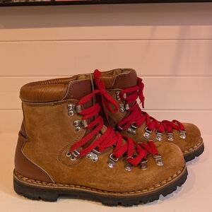Brown Hiking Boots with Red Laces